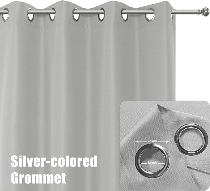 BONZER Waterproof Indoor/Outdoor Curtains for Patio Thick Privacy Wide Grommet Curtains for Bedroom, Living Room, Porch, Pergola, Cabana, 1 Panel, 110W x 84L inch, Silver