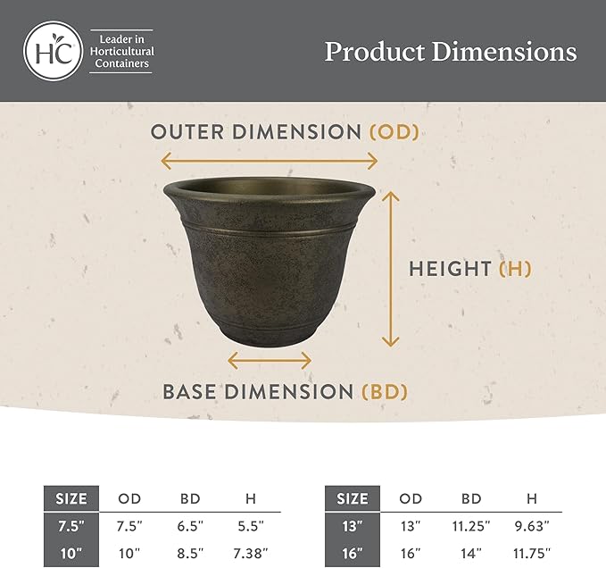 The HC Companies Sierra Round Self-Watering Pot - Lightweight Plastic Planter for Herbs & More - Durable Plant Pots for Indoor Plants & Outdoor Plants (13” Rustic Redstone, Pack of 1)