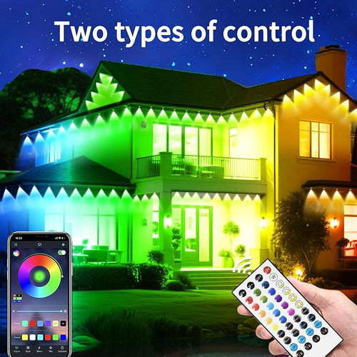 100FT Permanent Outdoor Lights Waterproof Smart LED RGB Light with App/Remote Control, Music Sync & DIY Scenes, Permanent Christmas Lights for House Roof, Parties & Daily Decor