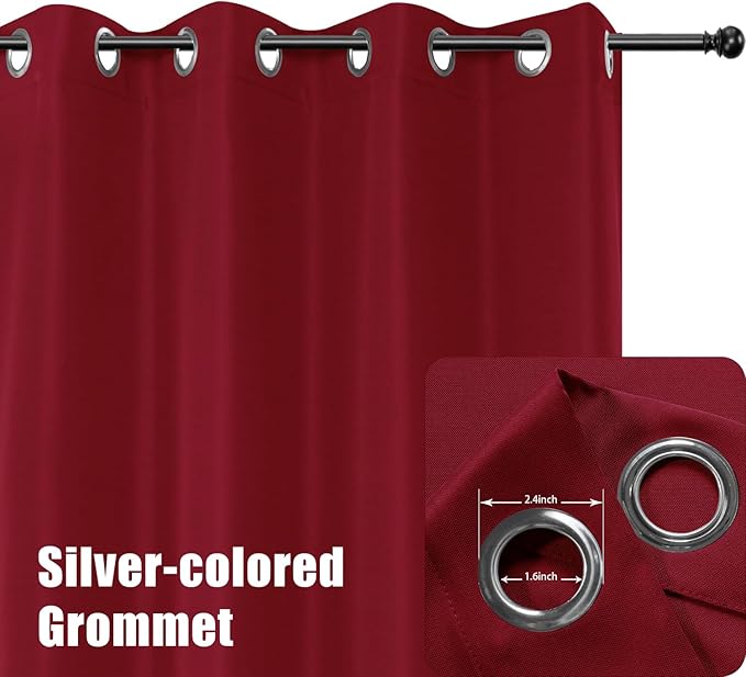 BONZER Outdoor Waterproof Curtains for Patio Privacy Grommet Light Filtering Outside Curtains for Gazebo, Porch, Pergola, Pavilion, 1 Panel, 84W x 120L inch, Red