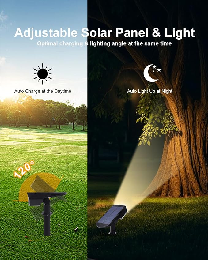 6 Pack Solar Powered Outdoor Spot Lights Outside Waterproof 20 LEDs Landscape Spotlights Dusk to Dawn for House Yard Tree, Plants, Walls, Path, Garden, Statues, Superior Accent Lamp Warm White