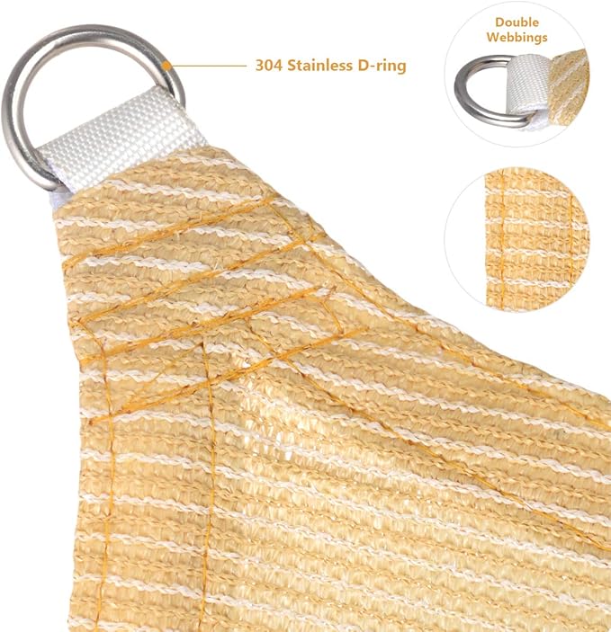 Eden's Decor Straight Flat-Edged Sun Shade Sail Rectangular 12' x 19' Beige UV-Blocking Outdoor Canopy Fabric Cloth Awning for Pergola Patio Garden Backyard Custom Size