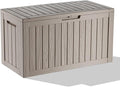 EasyUp 80 Gallon Resin Deck Box Storage Outdoor Waterproof Boxes Lockable UV Resistant Container for Patio Furniture Cushions Pool Supplies Garden Tool, Equipment Outside Storage Delivery, Gray