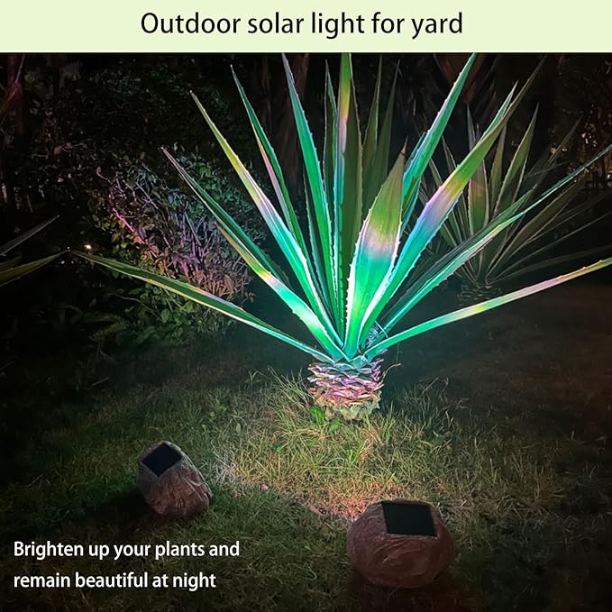 Solar Rock Lights Outdoor Waterproof, 2 Pack LED Colored Garden Rock Solar Light, Stone Statue Bright Solar Spot Light for Path, Yard, Patio, Lawn, Porch, Yard Decor.