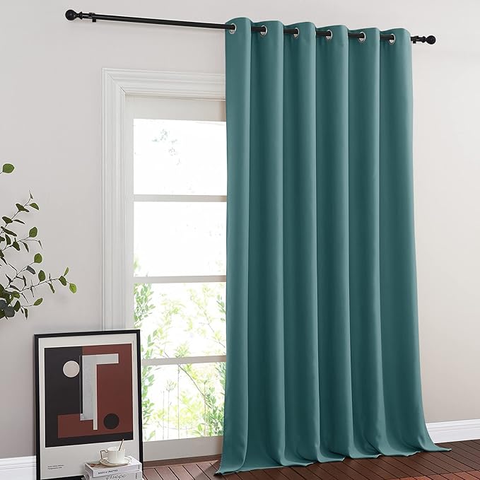 NICETOWN Blackout Curtains & Drapes - Privacy Thermal Efficiency Backdrop Curtains for Bedroom Room Divider Living Room Patio Sliding Glass Door, Wide 80 x Long 144 inch, Sea Teal, 1 Panel
