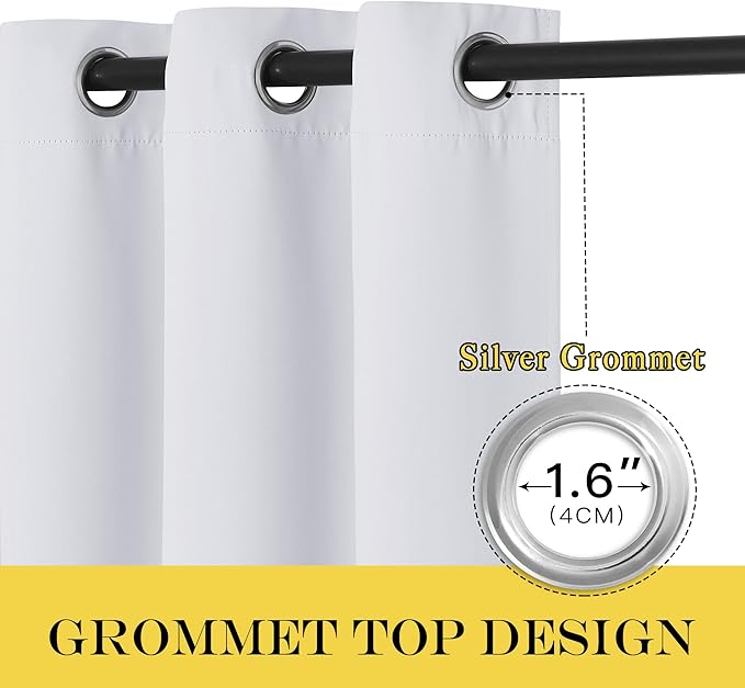NICETOWN Room Darkening Greyish White Curtain - Window Treatment Thermal Insulated Grommet Light Blocking Sound Reducing Drape Privacy for Bedroom/Kitchen (1 Panel, W66 x L54)