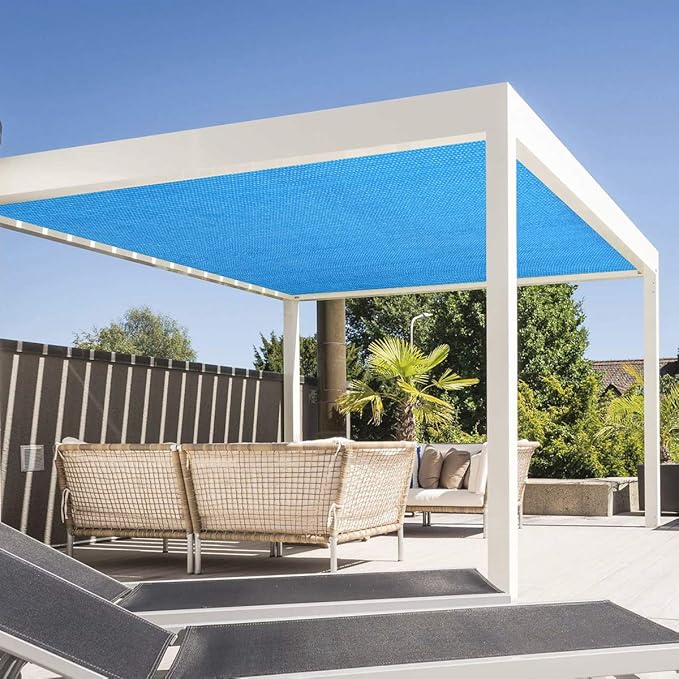 Eden's Decor Straight Flat-Edged Sun Shade Sail Rectangular 6' x 13' Blue UV-Blocking Outdoor Canopy Fabric Cloth Awning for Pergola Patio Garden Backyard Custom Size