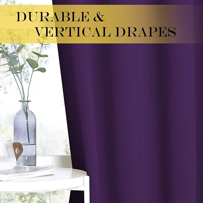 NICETOWN Blackout Sliding Glass Door Curtains, Room Darkening Thermal Insulated Curtains for Living Room Bedroom, Extra Wide Window Drapes, 1 Panel, W80 x L118, Royal Purple