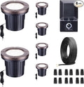 LED Well Light Kit, 6 Pack In Ground Landscape Lights and 100W Transformer and 100FT Cable and 30 Wire Connectors, 12V IP67 Waterproof Aluminum for Patio Pathway Lawn 6W 580LM