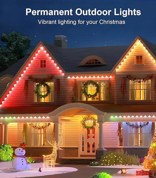 100FT Permanent Outdoor Lights for House, 2025 RGB LED Waterproof Christmas Lights Outdoor with Smart APP Remote Control, Outside Eaves Lighting House Decor for Holiday, Halloween, Roof, Party, Daily