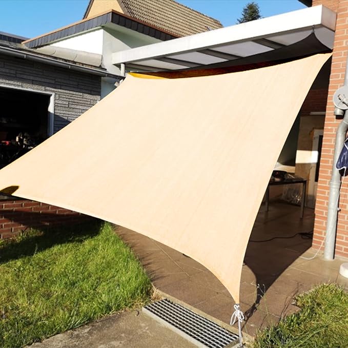 KANAGAWA 10'X15' Cream Custom Size Sun Shade Sail Rectangle UV Block Canopy Cover for Patio Backyard Lawn Garden Outdoor (Customized Available)