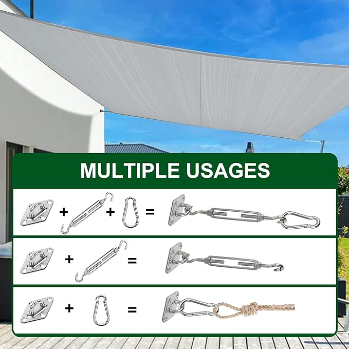 YOFIT 80 Pcs Shade Sail Hardware Kit 6 inch for Triangle Rectangle Sun Shade Sail Installation, 304 Grade Stainless for Garden Outdoors