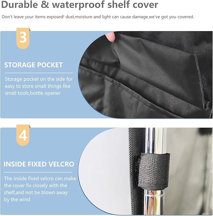 Waterproof Shelf Cover,Outdoor 600D Heavy Duty Dustproof Storage Shelves Cover,42''x18''x72'' Shelf Covers for Wire Shelving with Zippers,Storage Rack Covers with Clear Front