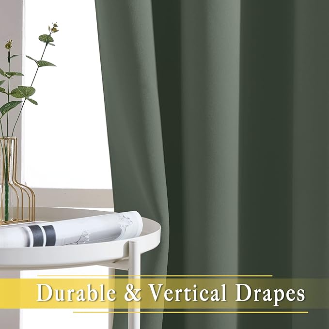 NICETOWN Blackout Curtain 63 inch Length - Grommet Sound Reducing Light Blocking Window Drapes Thermal Curtain for Bedroom/Living Room, Dark Mallard, W52 x L63, 1 Panel