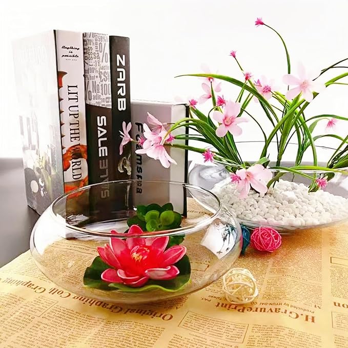 Glass Lotus Bowl Planter, Lotus Flower Bowl, Lotus Bowls for Planting in Water Indoors,Suitable for Succulent Plants and Aquatic Plant Bonsai Arrangements (S)