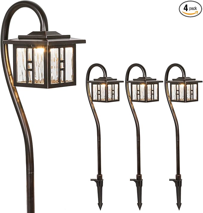 hykolity Low-Voltage Outdoor Integrated LED Landscape Lighting, 3W 185LM 12V-24V Oil-Rubbed Bronze Pathway Light for Yard Lawn, Die-Cast Aluminum Construction, 4-Pack, ETL Listed