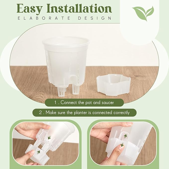 Self Watering Pots for Indoor Plants with Deep Reservoir and High Drainage Holes for Outdoor Plants and Flowers, Bare Root Planter(4.72'',Clear,6 Pcs)