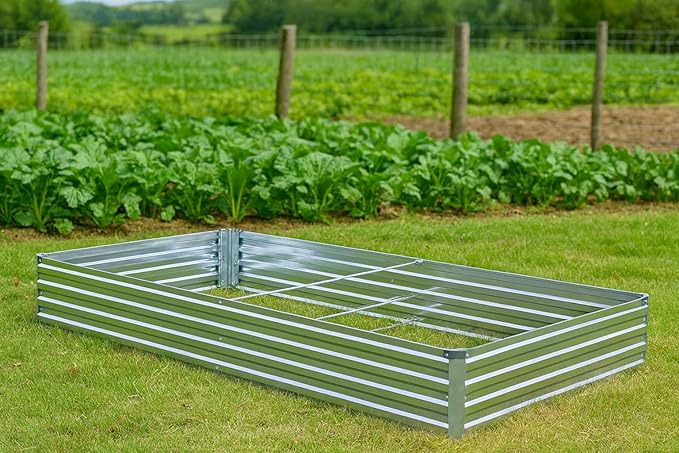 3 Pack 6x3x1FT Galvanized Raised Garden Beds Kit Outdoor Metal Gardening Planter Box for Vegetable Elevated Flower Herbs,Silver