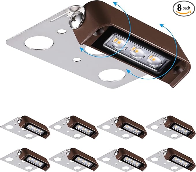 LEONLITE 8-Pack Premium Series 4 Inch 2W LED Retaining Wall Lights Swivel, Hardscape Lighting Low Voltage, LED Landscape Lights, 12V Hardscape Paver Light, Outdoor Step Light, 5000K Daylight, ETL