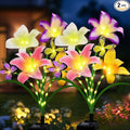 Solar Garden Lights 2 Pack with 8 lilies Outdoor Decorative flower Lights for Garden, Birthday Gift for family and Friends, IP65 Waterproof flower Solar Outdoor Stake Light for Yard Patio Lawn Pathway