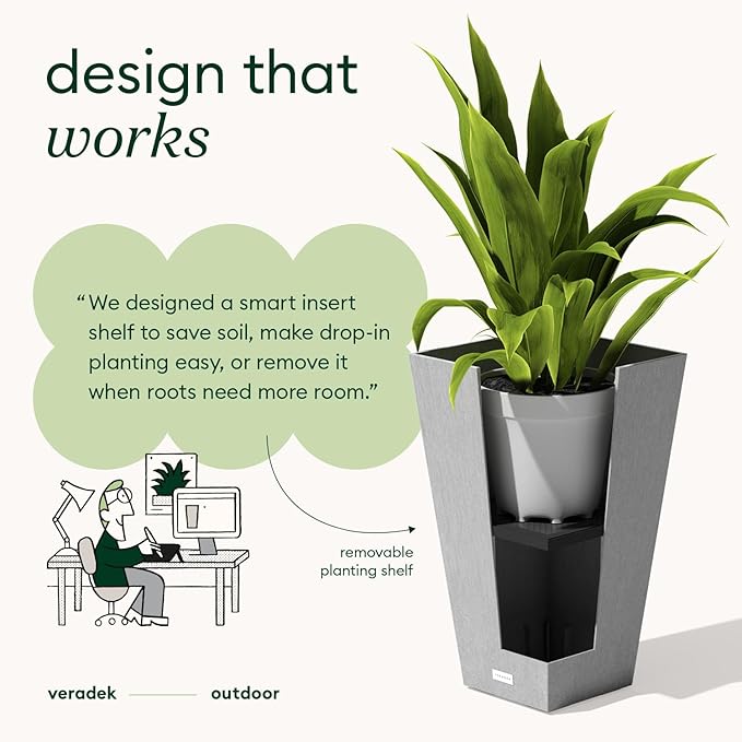 Veradek V-Resin Indoor/Outdoor Taper Planter (26 inch, Grey)