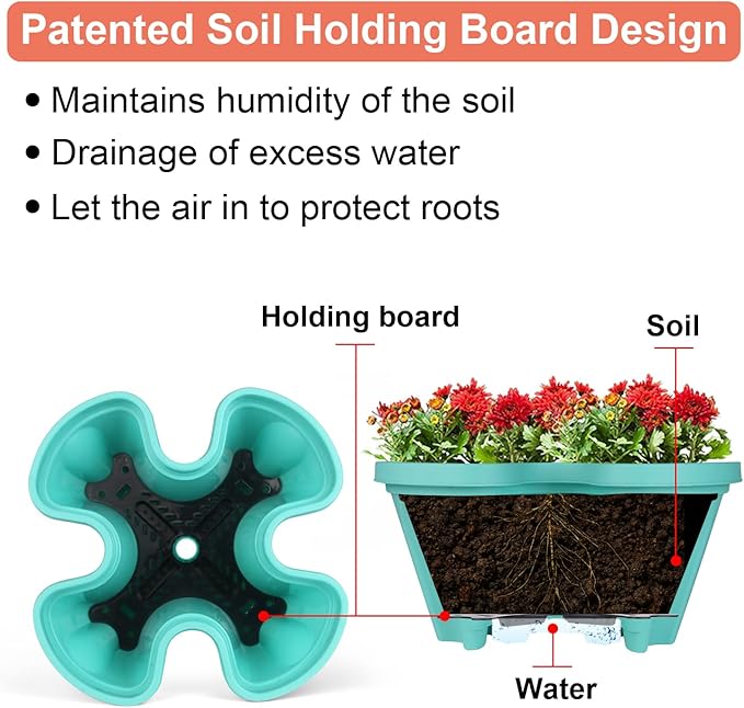 GameXcel Vertical Planter 7 Tier Stackable Planters Garden Planters Strawberry Herb Flower and Vegetable Planter Indoor Outdoor Gardening Pots with Removable Wheels and Tools-Teal 2 Pack