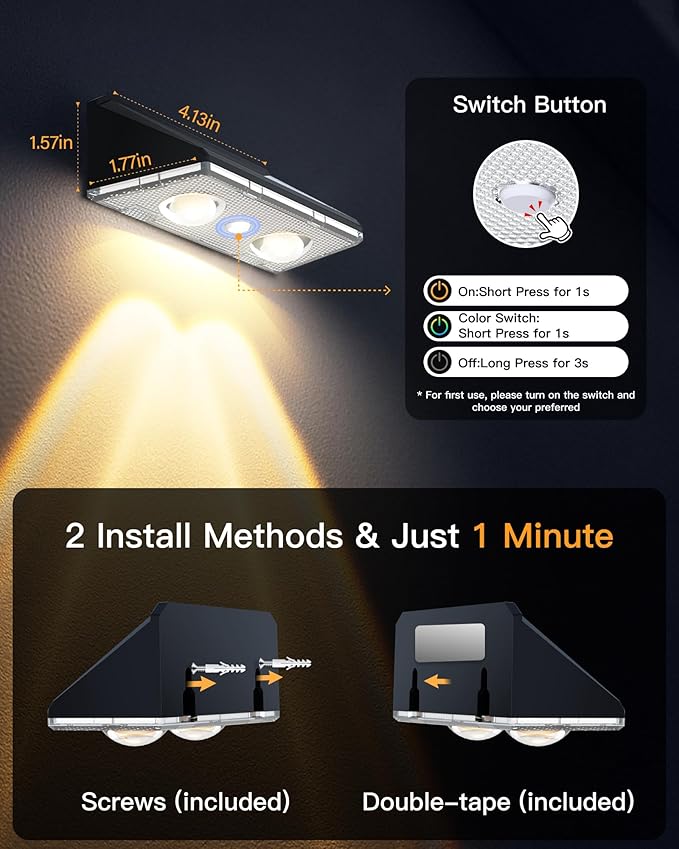 Solar Fence Lights Outdoor, 2 Pack IP65 Waterproof Fence Lights Solar Powered with Ultra-Bright LED Lens, 9 Color Modes, 12+ Hours Steady Glow for Deck/Backyard/Patio/Pool/Wall - Black