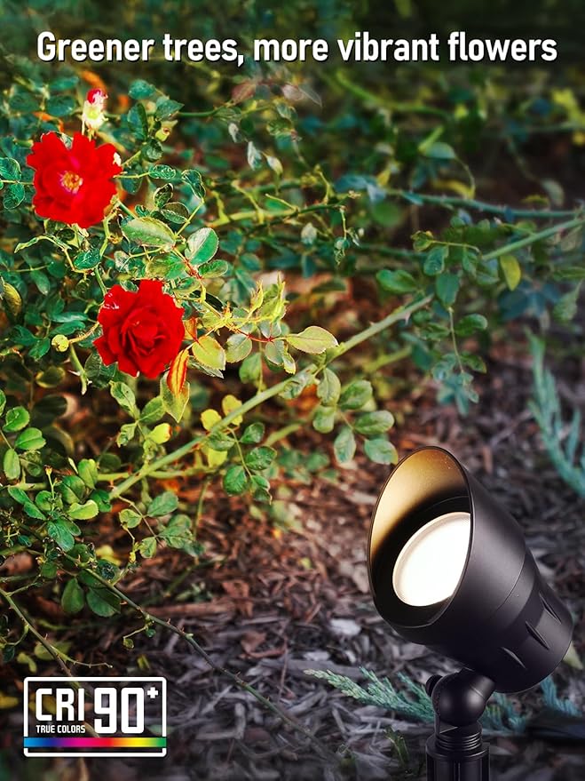 LEONLITE 8-Pack 5CCT Low Voltage LED Landscape Spotlight, Update 1800K2700K3000K4000K5000K Selectable, 5W 12V Pathway Lights Outdoor, CRI90, Aluminum Spot Lights for Yard, ETL Listed, IP65 Waterproof
