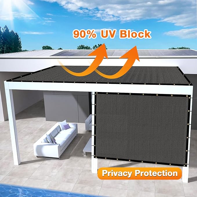 Artpuch Outdoor Pergola Shade Cover 11x17 FT Sun Shade Cloth with Grommets Dark Grey 90% UV Protection Canopy Patio Privacy Screen (Customized Available)