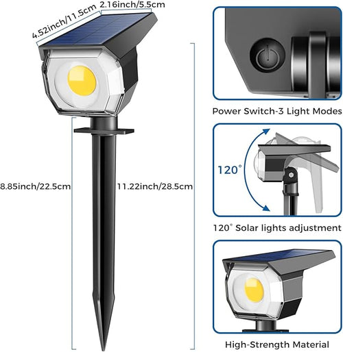 12 Pack Solar Spot Lights Outdoor, Solar Spotlights Outdoor Waterproof 2-in-1 Auto On/Off Landscape Lighting for Outside Yard Wall Garden Pathway(Warm White)