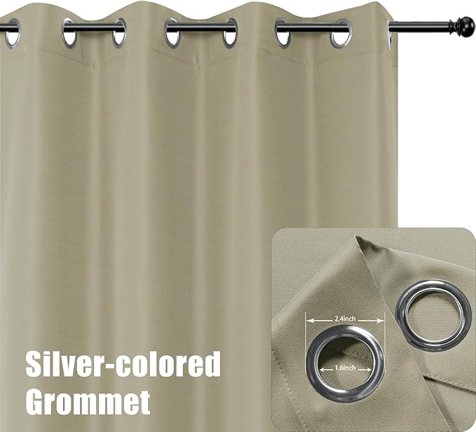 BONZER Outdoor Curtains for Patio Waterproof Thick Privacy Grommet Light Filtering Outside Curtains for Porch Pergola Gazebo Deck, 1 Panel, 54W x 108L inch, Taupe