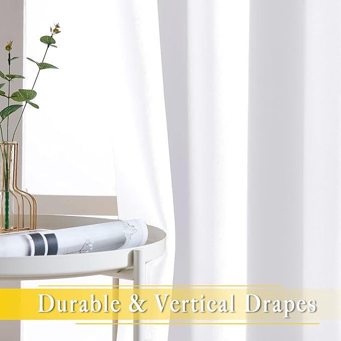 NICETOWN Sliding Door Curtain Window Treatment, Energy Smart Thermal Insulated Extra Wide Solid Blackout Curtains/Drapes for Patio Door (1 Panel, Pure White, W80 x L95)
