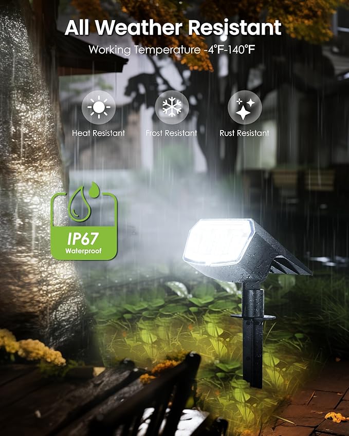 Solar Spot Lights Outdoor IP67 Waterproof 6 Pack, 63 LED 3 Modes Solar Landscape Spotlights for Yard Garden Pathway Wall House Garage (Cool White)