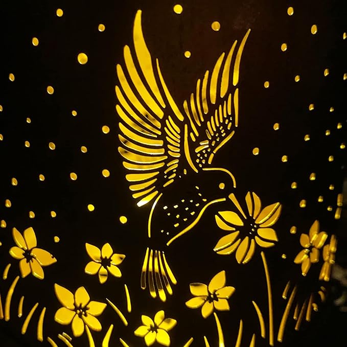 Birthday Gifts for Women, Solar Lanterns Outdoor Waterproof, Hummingbird Garden Decor Metal Hanging Decorative Solar Lights for Patio Yard Lawn Backyard Porch, Gardening Gifts for Women Mom Grandma