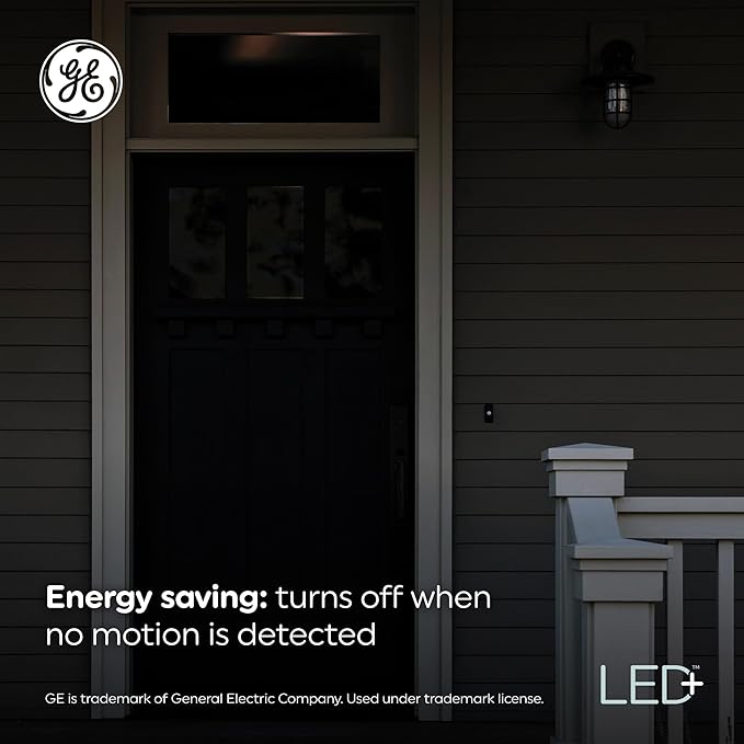 GE LED+ Motion Sensor LED Light Bulbs, 12W, Outdoor Security Lights, Daylight, A21 2 Count (Pack of 4)