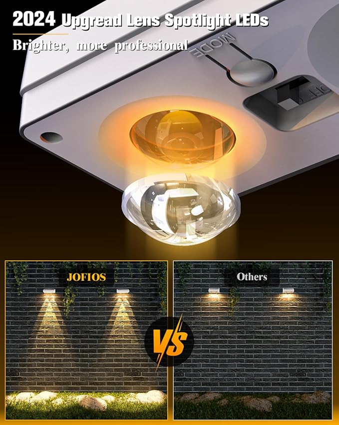 Solar Fence Lights 12 Pack, 50 Lumens Outdoor Fence Solar Lights with 12 Modes RGB Color Glow LED Solar Lights Outdoor Waterproof for Patio, Backyard, Deck, Fence, Railing.（White Shell）