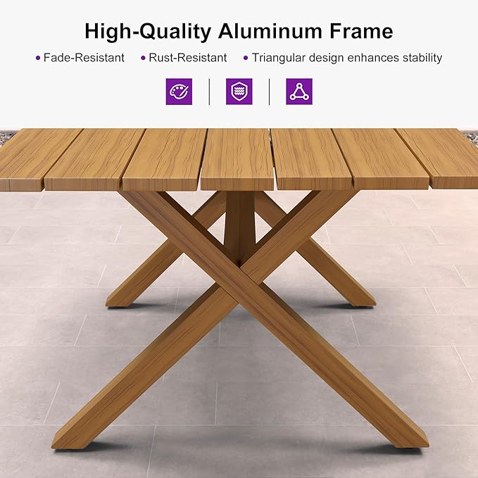 PURPLE LEAF 5 Pieces Patio Dining Set with Outdoor Aluminium Dining Table and Woven Chairs Modern Metal Furniture Cushions Sets for Garden Yard Indoor Decor Kitchen Teak