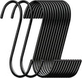 30 Pack 3.7 inch Length S Hooks Black Steel S Shaped Hooks for Hanging Jeans Pans Pots Plants Bags Towels Kitchen Closet Hooks Hanger, Fit The Rod Dia Less than1 inches