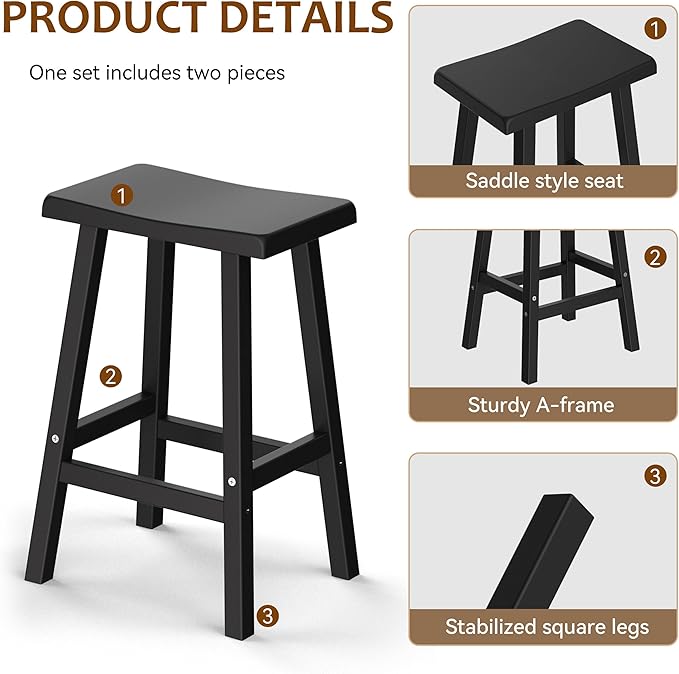 Bar Stools 29'' Outdoor Set of 4, Waterproof Modern Durable Resin Saddle Seat,Counter Stool Sturdy Modern Stylish, All-Weather Barstools for Patio, Balcony, or Kitchen Counter