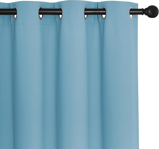NICETOWN Sliding Door Window Treatment Blackout Patio Door Curtain Panels, Privacy Thermal Drapes for Bedroom Living Room Department with Grommet Top (Teal Blue, W66 x L110)