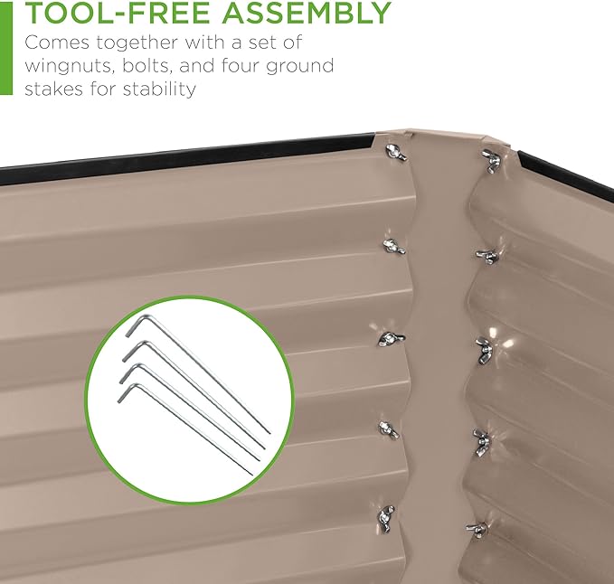 Best Choice Products 6x3x2ft Outdoor Metal Raised Garden Bed, Deep Root Box Planter for Vegetables, Flowers, Herbs, 269 Gallon Capacity, 100% Non Toxic Materials - Taupe