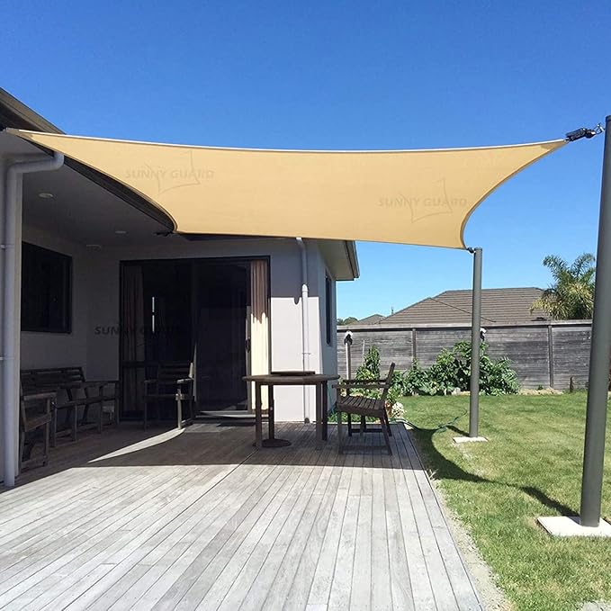 SUNNY GUARD Custom Size 10'x16' Sand Sun Shade Sail Rectangle UV Block Shade for Backyard Yard Patio Deck Garden(Customized)