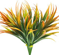 6Pcs Artificial Grass Fake Plants 17.3in Outdoor Plastic Plants UV Resistant Greenery Fake Grass for Home Window Garden Office Patio Hanging Planter Pathway Front Porch Décor Orange Yellow