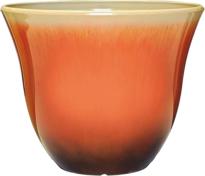 Classic Home and Garden Honeysuckle Resin Planters - Lightweight Indoor & Outdoor Plant Pots - UV-Resistant Plastic Flower Pots - Pot Planters for Flowers & Herbs (13" Tequila Sunrise)