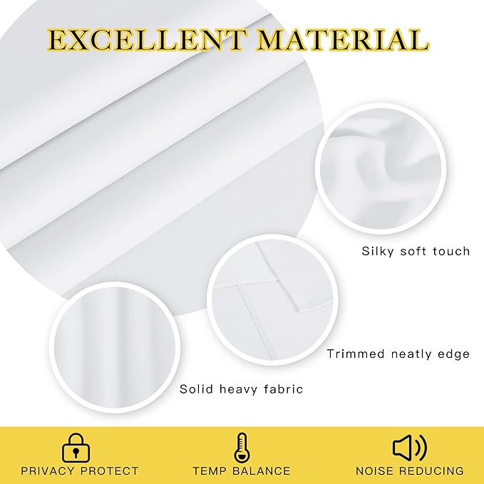 NICETOWN Blackout Curtains & Drapes - Privacy Thermal Efficiency Backdrop Curtains for Bedroom Room Divider Living Room Patio Sliding Glass Door, Wide 80 x Long 144 inch, White, 1 Panel