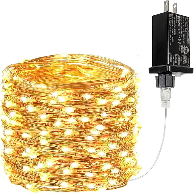 33Ft 100LED Fairy Lights Plug in, Waterproof String Lights Outdoor & Indoor 8 Modes with Timer, Christmas Light Bedroom Decor, Twinkle Light for Girl's Room Garden Christmas Decorations (Warm White)