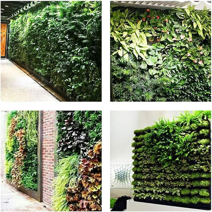 Hanging Planting Grow Bags, 64 Pockets Hanging Vertical Wall Planter Wall Mounted Grow Bag Outdoor Indoor Gardening Vertical Greening Flower Container, Planting Bags Storage Bags(1.0 m × 1.0 m, Black)
