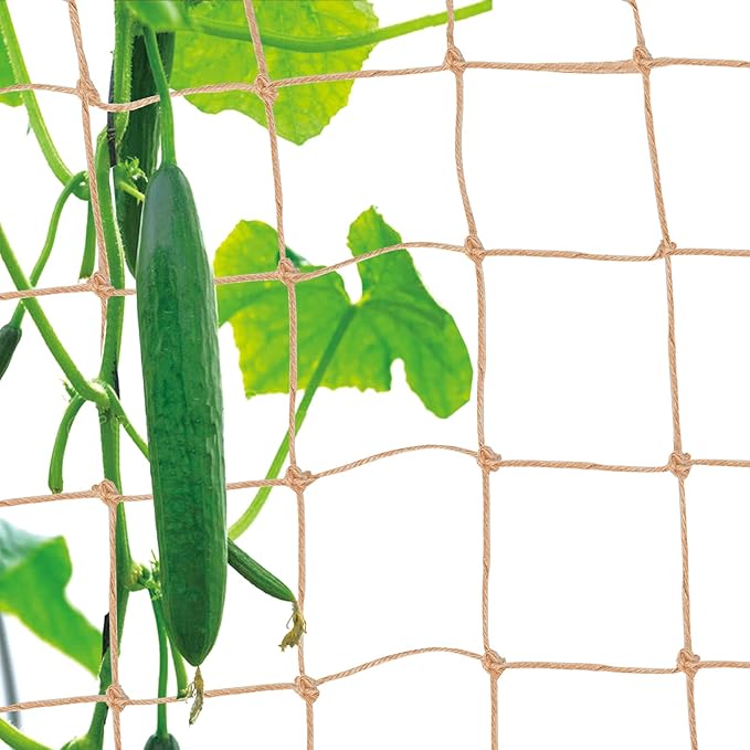 Jute Trellis Netting - Jute Netting for Garden, Heavy Duty Plant Support Netting for Climbing Plants, Cucumber, Vine, Fruits & Vegetables, Climbing Vining Plants (6.6 Ft x 32.8 Ft, 3.9 Inch Squares)