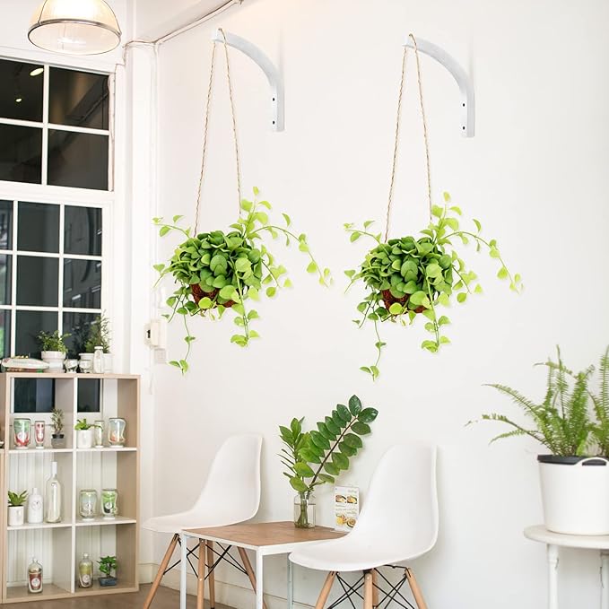 Juexica 4 Pcs Plant Hanger Wooden, 8 Inch Hanging Plant Hooks for Indoors and Outdoor, Wall Mounted Hanging Hook Brackets for Planters Lanterns Wind Chimes and Bird Feeders Patio Decor(White)
