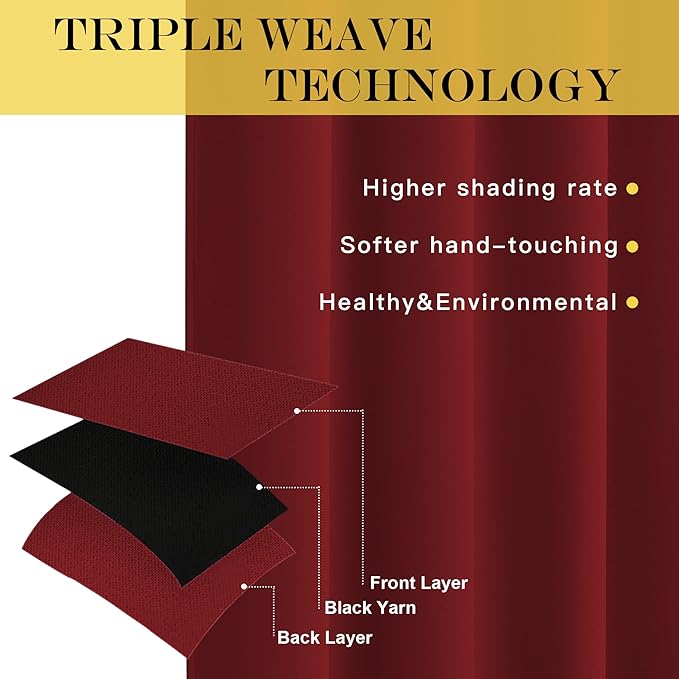 NICETOWN Blackout Sliding Glass Door Curtains, Room Darkening Thermal Insulated Curtains for Living Room Bedroom, Extra Wide Window Drapes, 1 Panel, W80 x L118, Burgundy Red
